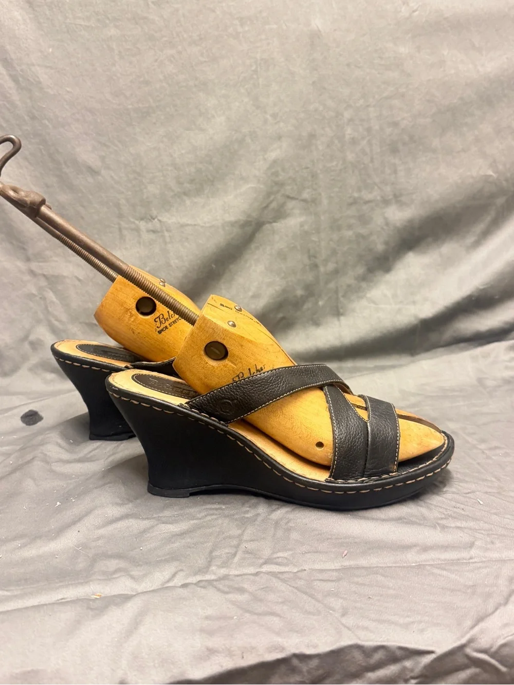 Born Black Leather Crisscross Slide Sandals - Women